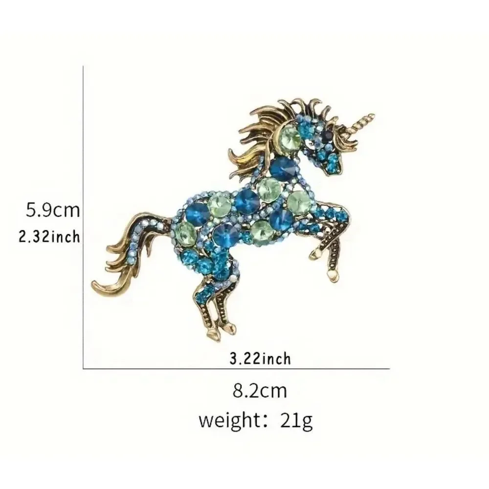 Blue Unicorn Horse Crystal Rhinestone Brooch‎ Jewelry New